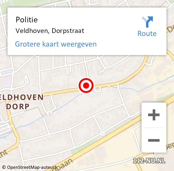 Locatie op kaart van de 112 melding: Politie Veldhoven, Dorpstraat op 19 januari 2017 10:36