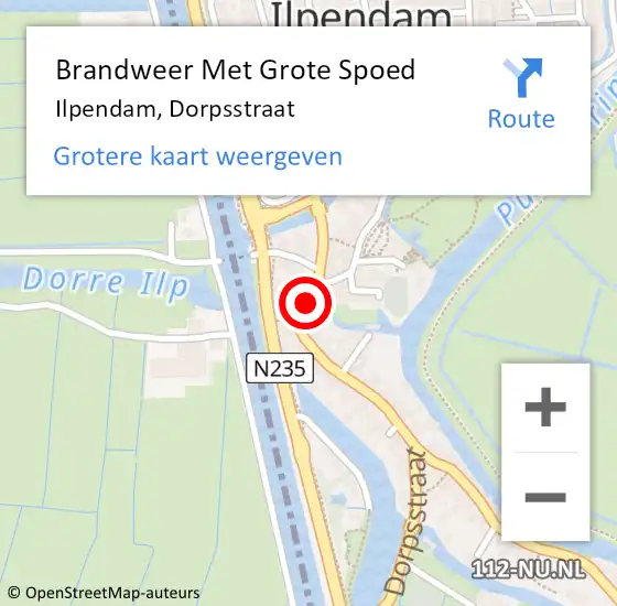 Locatie op kaart van de 112 melding: Brandweer Met Grote Spoed Naar Ilpendam, Dorpsstraat op 19 januari 2017 10:44