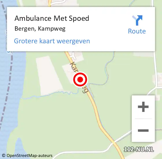 Locatie op kaart van de 112 melding: Ambulance Met Spoed Naar Bergen, Kampweg op 19 januari 2017 11:01