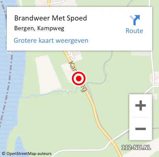 Locatie op kaart van de 112 melding: Brandweer Met Spoed Naar Bergen, Kampweg op 19 januari 2017 11:19