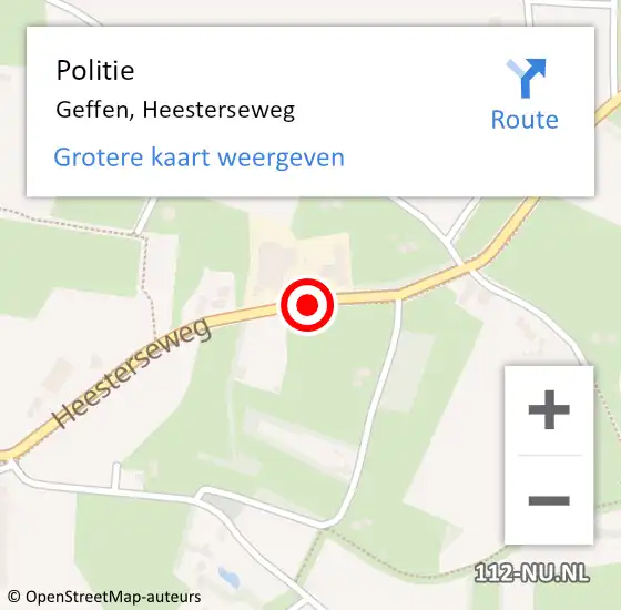 Locatie op kaart van de 112 melding: Politie Geffen, Heesterseweg op 19 januari 2017 11:33