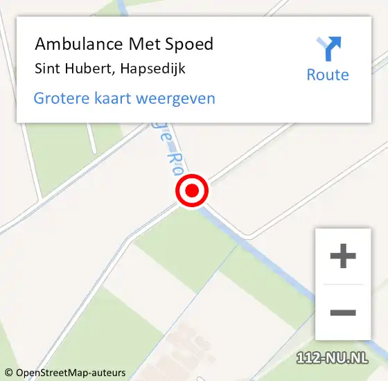 Locatie op kaart van de 112 melding: Ambulance Met Spoed Naar Sint Hubert, Hapsedijk op 19 januari 2017 12:18