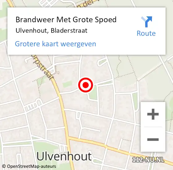 Locatie op kaart van de 112 melding: Brandweer Met Grote Spoed Naar Ulvenhout, Bladerstraat op 8 januari 2014 12:15