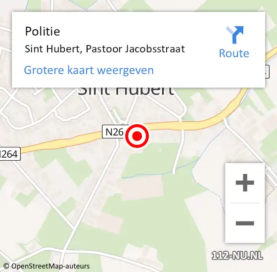 Locatie op kaart van de 112 melding: Politie Sint Hubert, Pastoor Jacobsstraat op 19 januari 2017 12:27