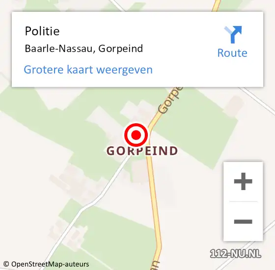 Locatie op kaart van de 112 melding: Politie Baarle-Nassau, Gorpeind op 19 januari 2017 13:41