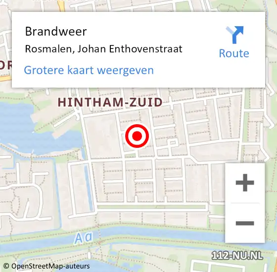 Locatie op kaart van de 112 melding: Brandweer Rosmalen, Johan Enthovenstraat op 19 januari 2017 13:49