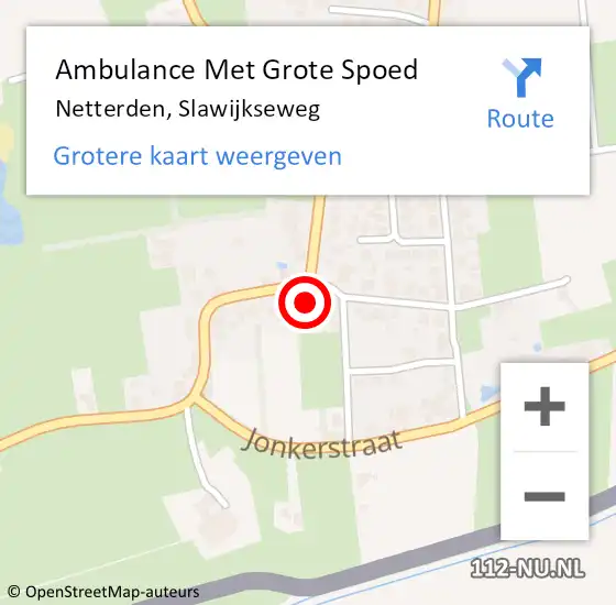 Locatie op kaart van de 112 melding: Ambulance Met Grote Spoed Naar Netterden, Slawijkseweg op 19 januari 2017 14:37