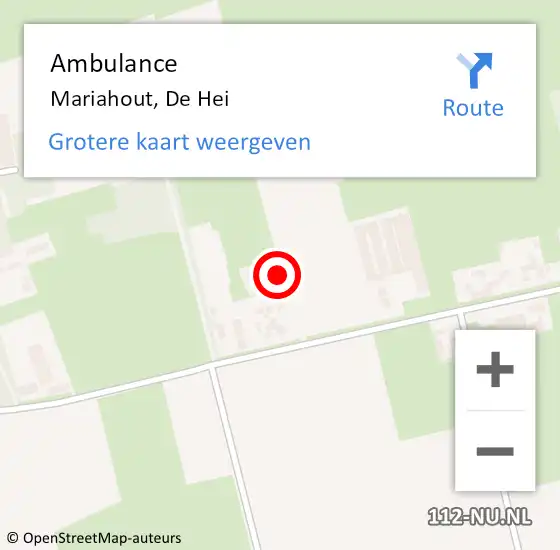 Locatie op kaart van de 112 melding: Ambulance Mariahout, De Hei op 19 januari 2017 15:04