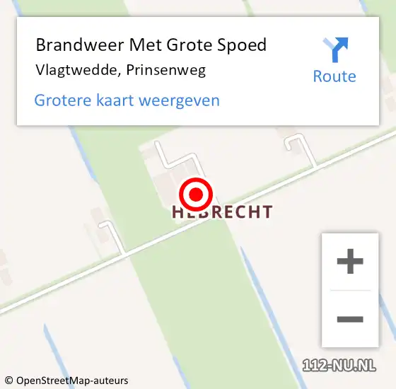 Locatie op kaart van de 112 melding: Brandweer Met Grote Spoed Naar Vlagtwedde, Prinsenweg op 8 januari 2014 12:35