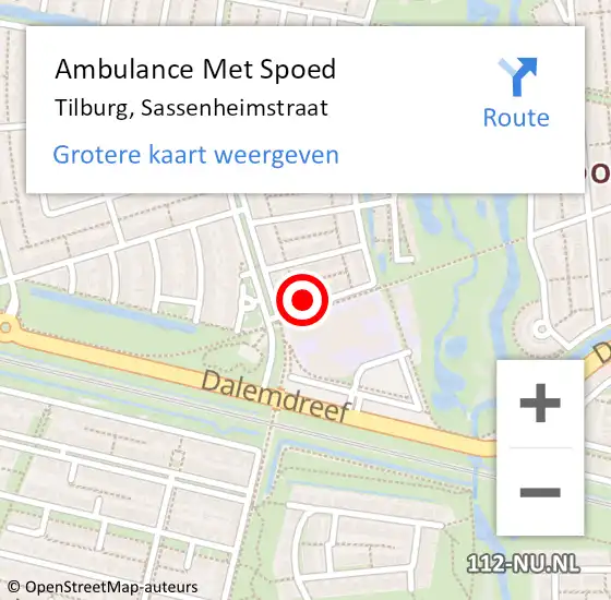 Locatie op kaart van de 112 melding: Ambulance Met Spoed Naar Tilburg, Sassenheimstraat op 19 januari 2017 16:37