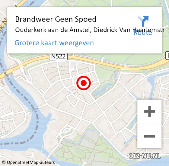 Locatie op kaart van de 112 melding: Brandweer Geen Spoed Naar Ouderkerk aan de Amstel, Diedrick Van Haarlemstr op 19 januari 2017 16:40