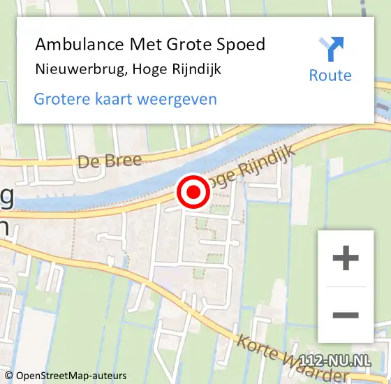 Locatie op kaart van de 112 melding: Ambulance Met Grote Spoed Naar Nieuwerbrug, Hoge Rijndijk op 19 januari 2017 17:51