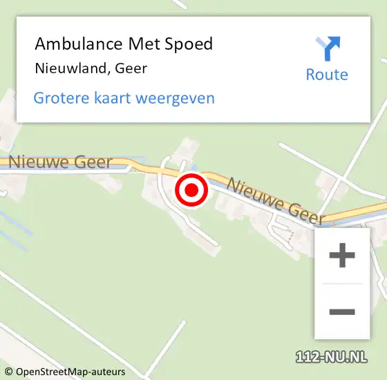 Locatie op kaart van de 112 melding: Ambulance Met Spoed Naar Nieuwland, Geer op 19 januari 2017 18:06