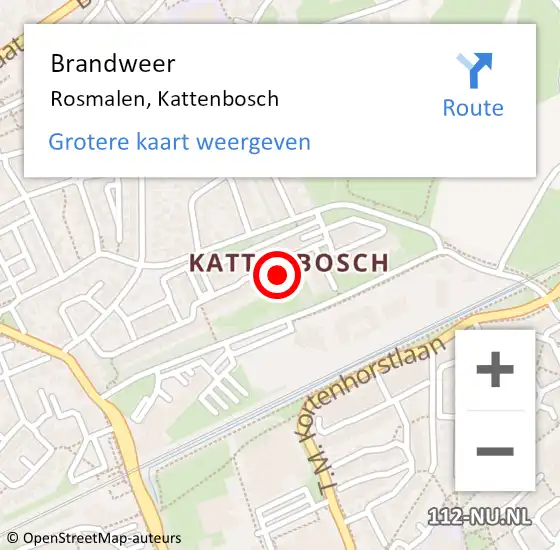 Locatie op kaart van de 112 melding: Brandweer Rosmalen, Kattenbosch op 19 januari 2017 18:59