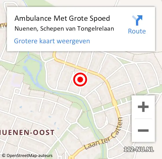 Locatie op kaart van de 112 melding: Ambulance Met Grote Spoed Naar Nuenen, Schepen van Tongelrelaan op 19 januari 2017 20:09