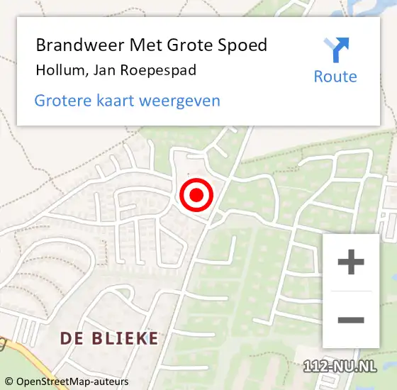 Locatie op kaart van de 112 melding: Brandweer Met Grote Spoed Naar Hollum, Jan Roepespad op 19 januari 2017 20:25