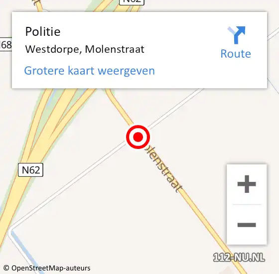 Locatie op kaart van de 112 melding: Politie Westdorpe, Molenstraat op 19 januari 2017 20:53