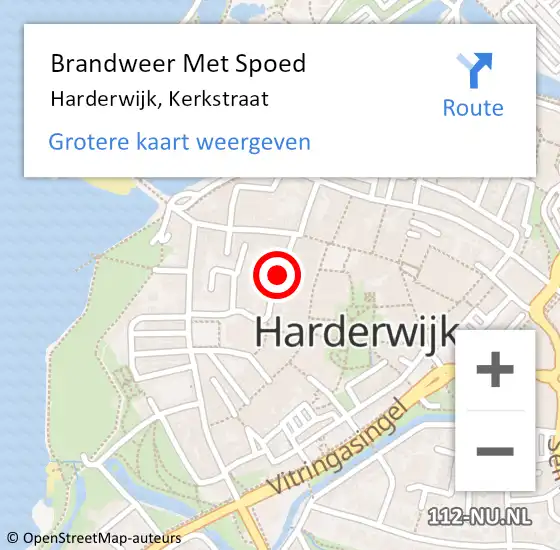 Locatie op kaart van de 112 melding: Brandweer Met Spoed Naar Harderwijk, Kerkstraat op 19 januari 2017 21:28