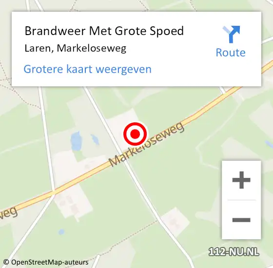 Locatie op kaart van de 112 melding: Brandweer Met Grote Spoed Naar Laren, Markeloseweg op 19 januari 2017 21:37