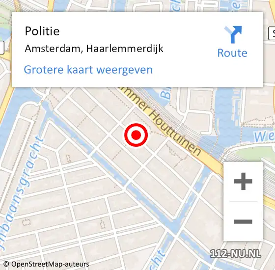Locatie op kaart van de 112 melding: Politie Amsterdam, Haarlemmerdijk op 19 januari 2017 22:08