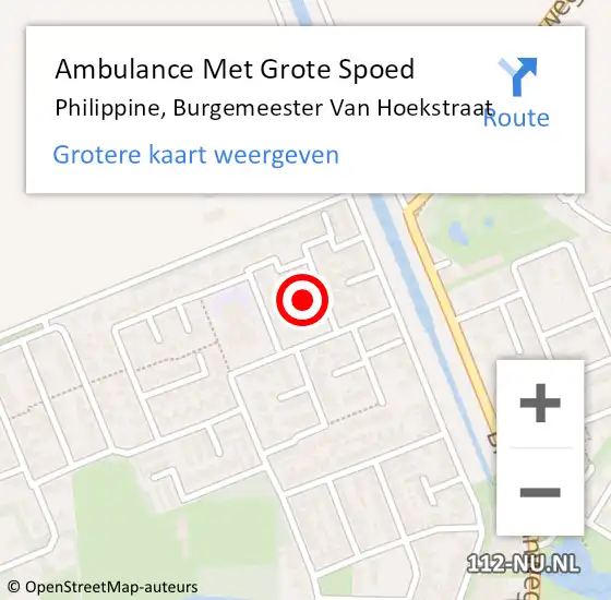 Locatie op kaart van de 112 melding: Ambulance Met Grote Spoed Naar Philippine, Burgemeester Van Hoekstraat op 19 januari 2017 22:36