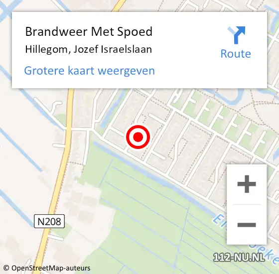 Locatie op kaart van de 112 melding: Brandweer Met Spoed Naar Hillegom, Jozef Israelslaan op 19 januari 2017 22:46