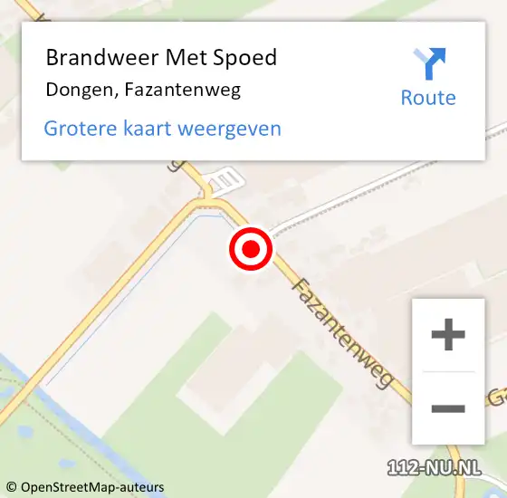 Locatie op kaart van de 112 melding: Brandweer Met Spoed Naar Dongen, Fazantenweg op 19 januari 2017 22:55