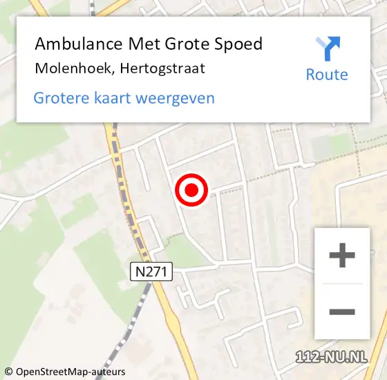 Locatie op kaart van de 112 melding: Ambulance Met Grote Spoed Naar Molenhoek, Hertogstraat op 19 januari 2017 22:56