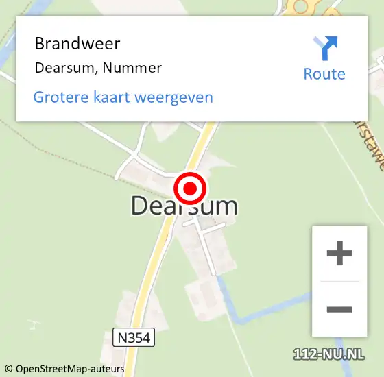 Locatie op kaart van de 112 melding: Brandweer Dearsum, Nummer op 20 januari 2017 00:14