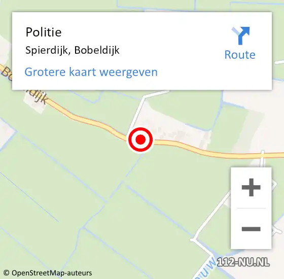 Locatie op kaart van de 112 melding: Politie Spierdijk, Bobeldijk op 20 januari 2017 00:22