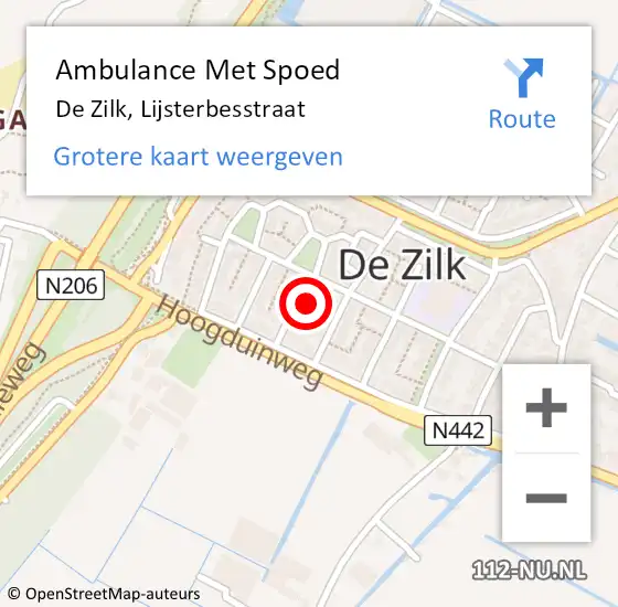 Locatie op kaart van de 112 melding: Ambulance Met Spoed Naar De Zilk, Lijsterbesstraat op 20 januari 2017 01:33