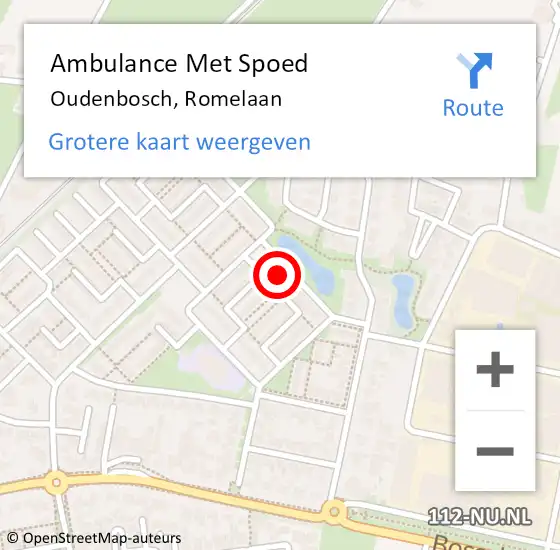 Locatie op kaart van de 112 melding: Ambulance Met Spoed Naar Oudenbosch, Romelaan op 20 januari 2017 04:04