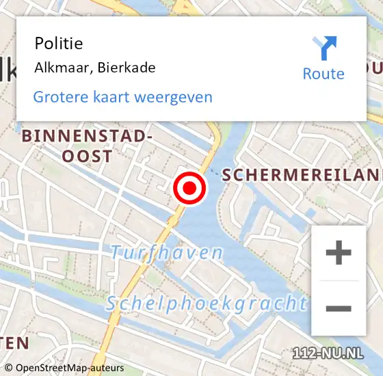 Locatie op kaart van de 112 melding: Politie Alkmaar, Bierkade op 20 januari 2017 04:34