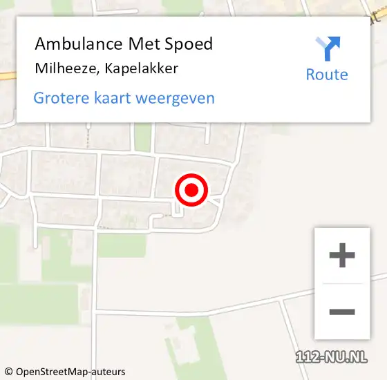 Locatie op kaart van de 112 melding: Ambulance Met Spoed Naar Milheeze, Kapelakker op 20 januari 2017 05:35