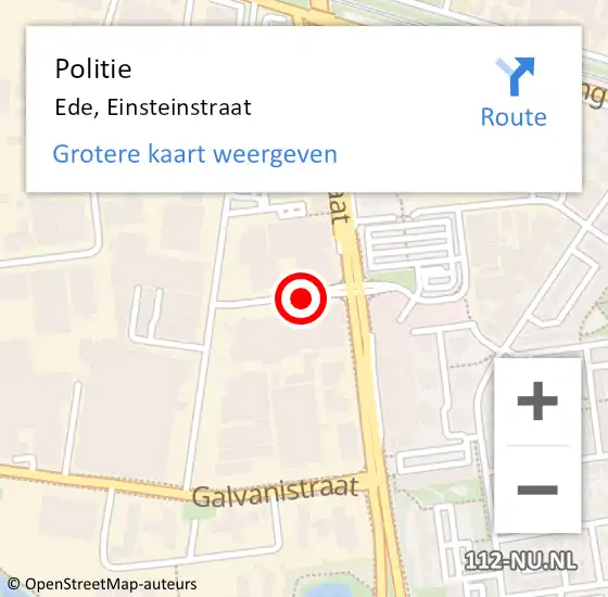 Locatie op kaart van de 112 melding: Politie Ede, Einsteinstraat op 20 januari 2017 05:35