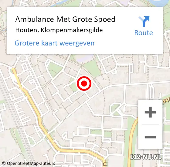 Locatie op kaart van de 112 melding: Ambulance Met Grote Spoed Naar Houten, Klompenmakersgilde op 20 januari 2017 05:59