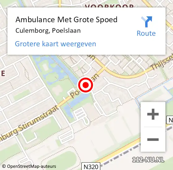 Locatie op kaart van de 112 melding: Ambulance Met Grote Spoed Naar Culemborg, Poelslaan op 20 januari 2017 07:43