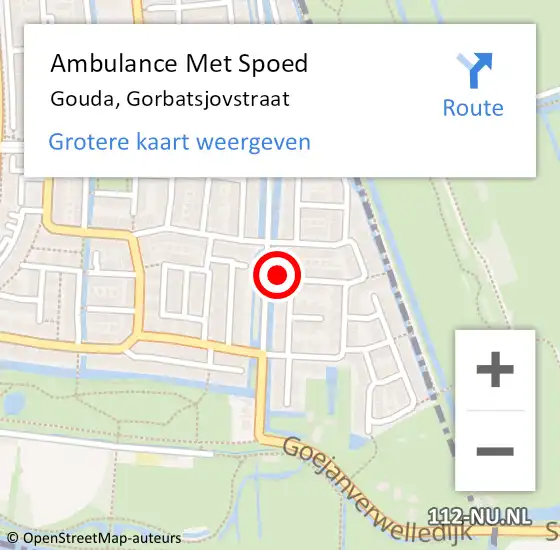 Locatie op kaart van de 112 melding: Ambulance Met Spoed Naar Gouda, Gorbatsjovstraat op 20 januari 2017 07:52