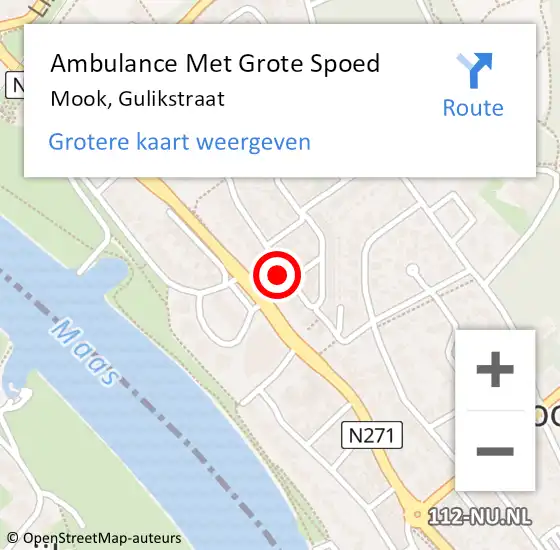 Locatie op kaart van de 112 melding: Ambulance Met Grote Spoed Naar Mook, Gulikstraat op 20 januari 2017 08:17