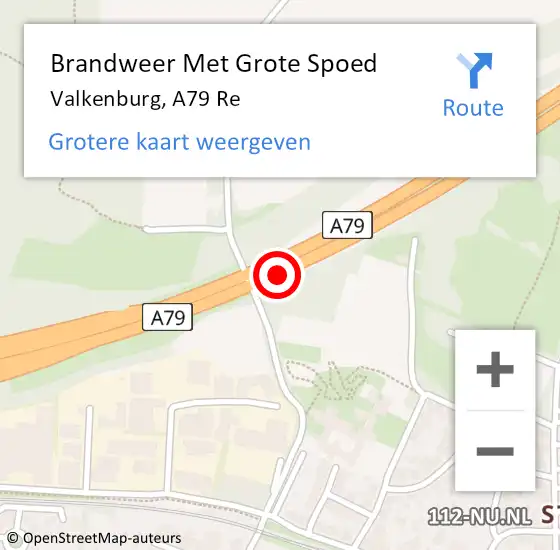 Locatie op kaart van de 112 melding: Brandweer Met Grote Spoed Naar Valkenburg, A79 R hectometerpaal: 4,9 op 20 januari 2017 08:26