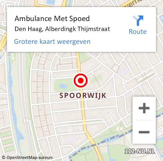 Locatie op kaart van de 112 melding: Ambulance Met Spoed Naar Den Haag, Alberdingk Thijmstraat op 20 januari 2017 08:41