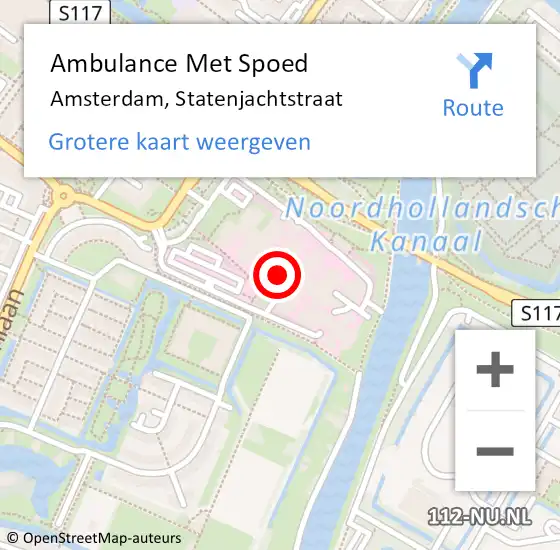 Locatie op kaart van de 112 melding: Ambulance Met Spoed Naar Amsterdam, Statenjachtstraat op 20 januari 2017 08:42