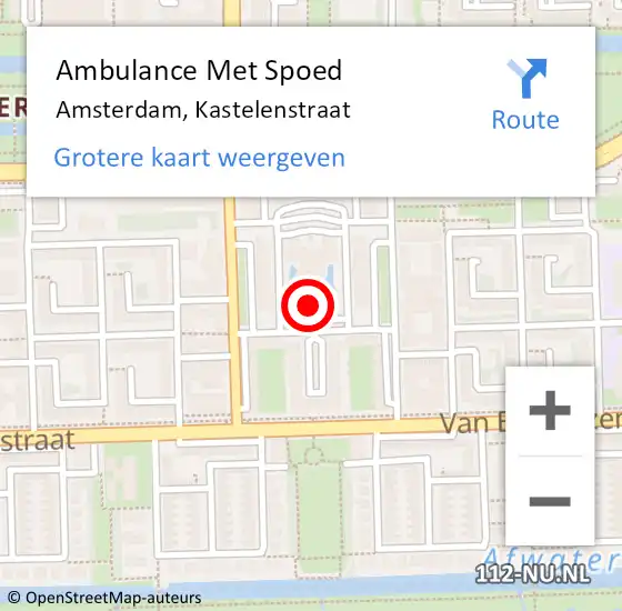 Locatie op kaart van de 112 melding: Ambulance Met Spoed Naar Amsterdam, Kastelenstraat op 20 januari 2017 08:42
