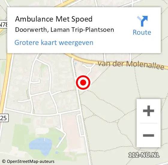 Locatie op kaart van de 112 melding: Ambulance Met Spoed Naar Doorwerth, Laman Trip-Plantsoen op 20 januari 2017 08:45