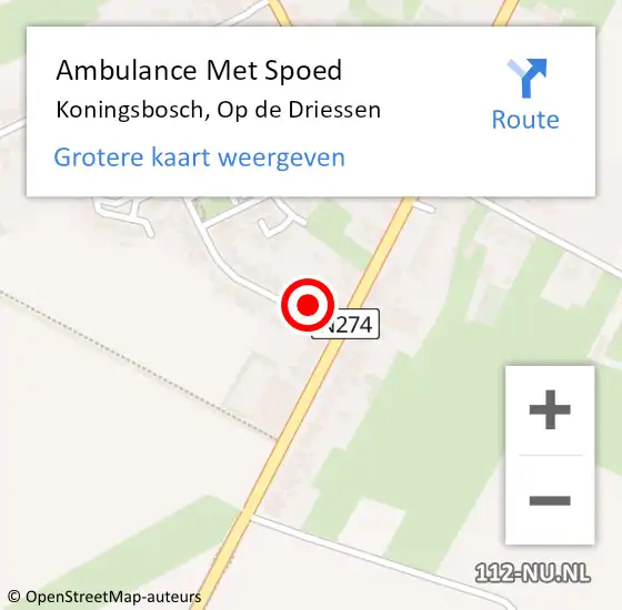 Locatie op kaart van de 112 melding: Ambulance Met Spoed Naar Koningsbosch, Op de Driessen op 20 januari 2017 08:46