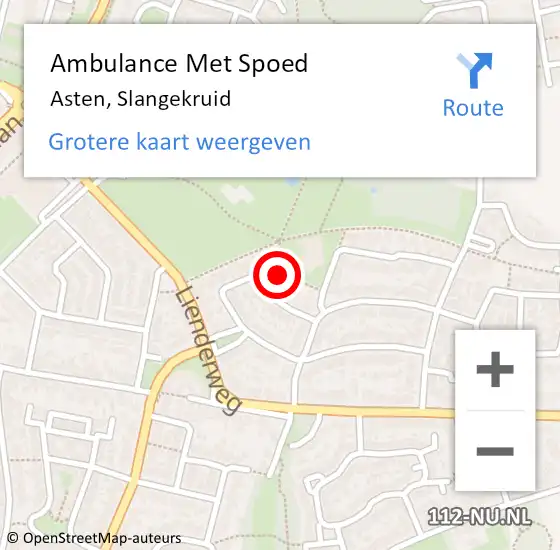 Locatie op kaart van de 112 melding: Ambulance Met Spoed Naar Asten, Slangekruid op 20 januari 2017 09:16