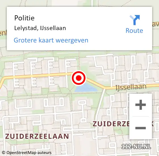 Locatie op kaart van de 112 melding: Politie Lelystad, IJssellaan op 20 januari 2017 09:56