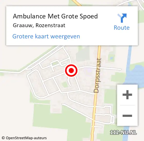 Locatie op kaart van de 112 melding: Ambulance Met Grote Spoed Naar Graauw, Rozenstraat op 20 januari 2017 10:21