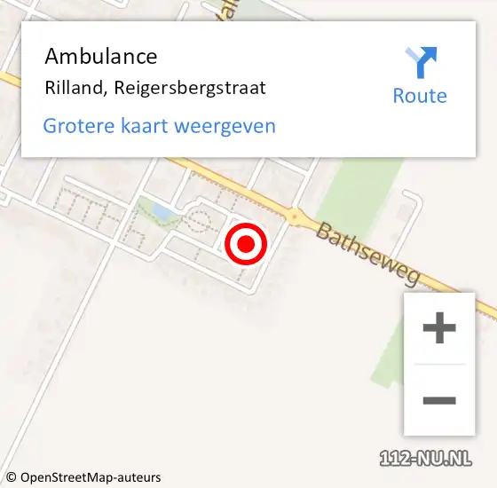 Locatie op kaart van de 112 melding: Ambulance Rilland, Reigersbergstraat op 8 januari 2014 13:39