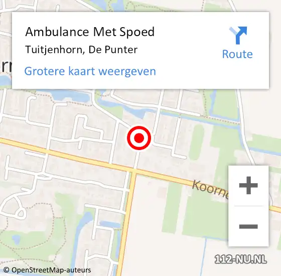 Locatie op kaart van de 112 melding: Ambulance Met Spoed Naar Tuitjenhorn, De Punter op 20 januari 2017 11:40